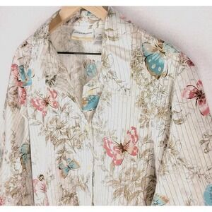 Alfred Dunner Floral Butterfly Blouse Plus 22W Semi Sheer Romantic Cottagecore